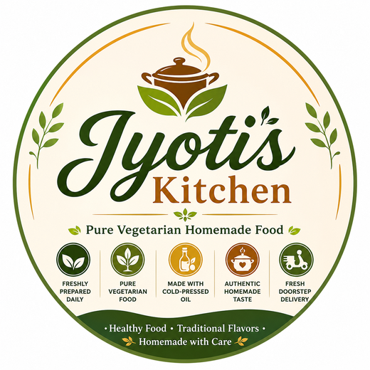 Jyoti's Kitchen pure-veg quality seal on every parcel